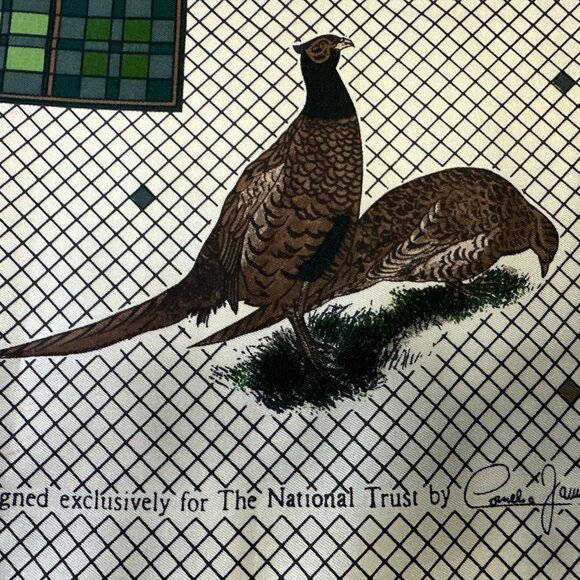 Cornelia James Silk Scarf Pheasants Birds Print Made in England Luxury Square - Picture 7 of 15